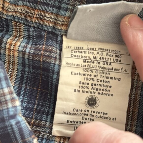 Carhartt Extra Large Tall Multi Color Plaid Button Front Shirt - Picture 3 of 10